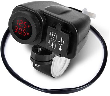 Motorcycle Dual Usb Charger 12V 4.2A Moto 2.1A + 2.1A 12V Naar 5V 15W Usb lader Met Led Display Sockets Aan-uit Schakelaar rood
