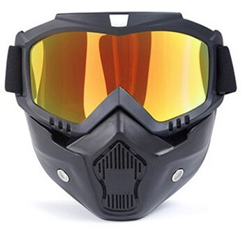 Motorcycle Goggles Off-Road Helm Bril Winddicht Glazen Goggles Masker Goggles Ski Veilig Spiegel Helmetty Beschermende Ski Maskers goud lens