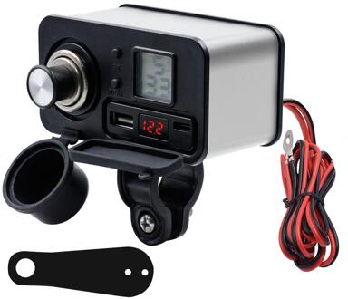 Motorcycle Mobiele Telefoon Usb Charger Met Led Voltmeter Waterdichte Pd Snel Opladen 12V Sigarettenaansteker Power Adapter wit