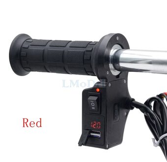 Motorcycle Verwarmde Grips 7/8 "Stuur Electirc Verwarming Hand Grip Verstelbare Usb Charger Voltmeter 2 Kleur Kiezen Lmodri rood volt Display