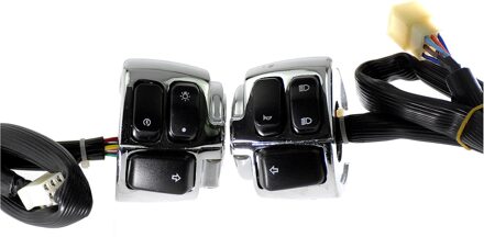 Motorfiets 1 "Stuur Schakelaars + Kabelboom Zwart/Chrome Voor Harley Touring Electra Glide Dyna Sportster Xl softail Handlebar controle B