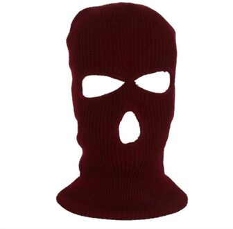 Motorfiets Gezichtsmasker Outdoor Winter Sport Koude Bescherming Fleece Cap Fietsen Ski Bivakmuts Volgelaatsmasker Ademend Winddicht wijn rood