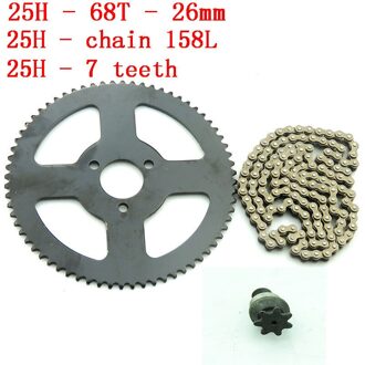 Motorfiets Keten 25H 158L met 68T tand 26 mm tandwiel 7T pinion Voor 47cc 49cc ATV quad Mini Dirt Pocket Bikes Minimoto