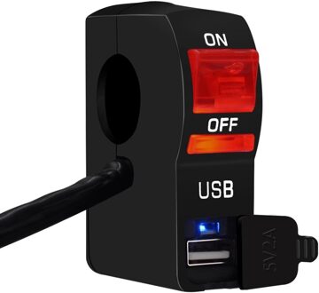 Motorfiets Koplamp Transparante Schakelaar 12V Lampje Enkele Poort Opladen Rood