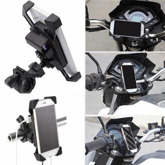 Motorfiets Lader Mobiele Telefoon Mount Houder Klem Met Usb Lader Atv Gps Houder