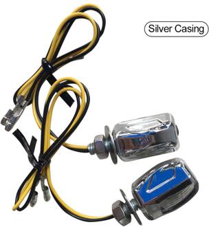 Motorfiets Led Richtingaanwijzer Mini Led Richtingaanwijzer Richtingaanwijzer Algemene Led Gemodificeerde Kleine Turn Licht Voor Sport Auto Turn signaal Lamp zilver