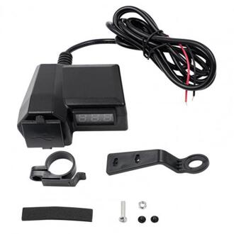 Motorfiets Multifunctionele Dual Usb Mobiele Telefoon Oplader Adapter Met Voltmeter Siliconen Abs Plastic Motorfiets Accessoires