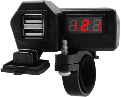 Motorfiets Multifunctionele Dual Usb Mobiele Telefoon Oplader Adapter Met Voltmeter Siliconen Abs Plastic Motorfiets Accessoires