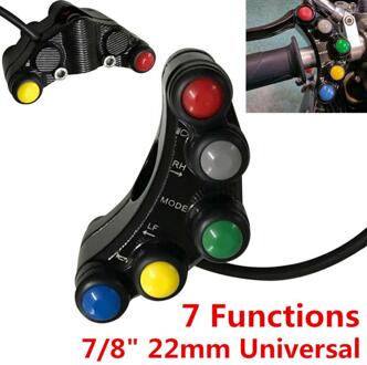 Motorfiets Onderdelen 7/8 "Universele 7-Knop Stuur Mount Koplamp Richtingaanwijzer Mistlampen Hoorn On/Off Start kill Switch