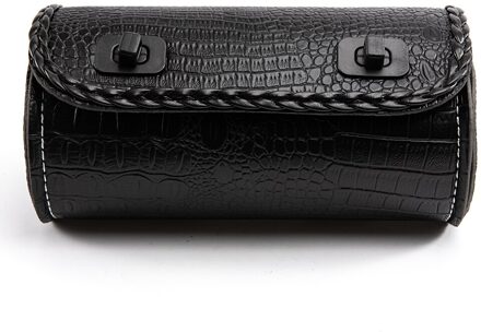 Motorfiets Opbergtas Pu Lederen Tool Bag Pouch Voor Zadeltas Sissy Bars Vork Stuur zwart