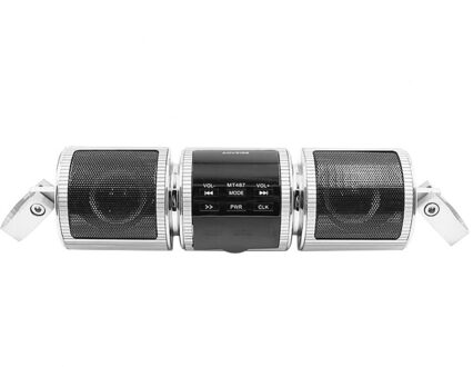 Motorfiets Radio Motorfiets Muziek Waterdichte Motorfiets MP3 Bluetooth-Compatibel Fm Radio Stereo Speaker Audio Muziekspeler Zilver