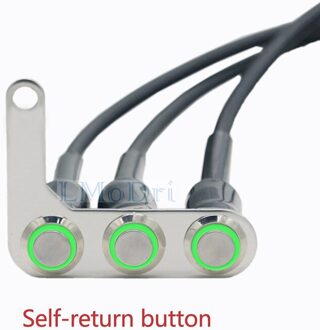Motorfiets Schakelaar Stuur Verstelbare Mount Waterdichte Schakelaars Op-Off Push 3 Knoppen Voor Koplamp Hoorn Turn Signle Met Led links-groen