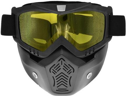 Motorfiets Shark Helm Bril Motocross Helm Bril Retro Winddicht Open Gezicht Helmen Goggles Masker geel lens