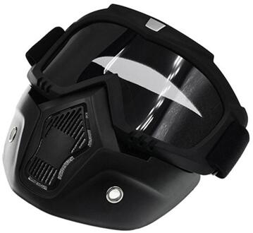 Motorfiets Shark Helm Bril Motocross Helm Bril Retro Winddicht Open Gezicht Helmen Goggles Masker zwart lens