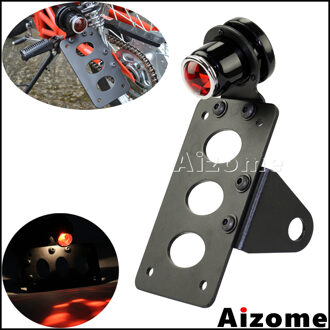 Motorfiets Side Mount Tail Light w/7 "x 4" Kenteken Plaat Stop Achterlicht Voor Harley cafe Racer Cruiser Scrambler Bobber