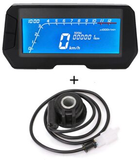 Motorfiets Snelheidsmeter Led 12000Rpm 6 Gear Universal Motorcycle Lcd Digitale Snelheidsmeter Backlight Kilometerstand Cilinders Meter met sensor B