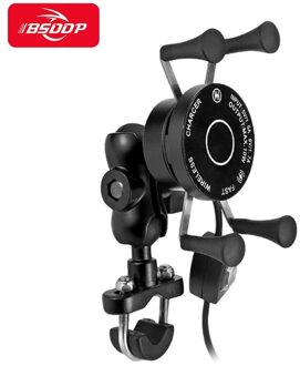 Motorfiets Telefoon Houder Draadloze + Usb Bedrade Poort Lader Snel Opladen Telefoon Stand Voor Samsung Voor Huawei Voor Apple Voor yamaha Handlebar part