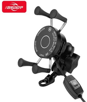 Motorfiets Telefoon Houder Draadloze + Usb Bedrade Poort Lader Snel Opladen Telefoon Stand Voor Samsung Voor Huawei Voor Apple Voor yamaha Mirror sitting part