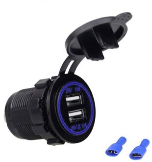 Motorfiets Usb Charger Modificatie Waterdicht Dual USB Enkele LED 12 V-24 V 3.1A Socket Mount Oplader Voor Auto truck RV Boot Blauw
