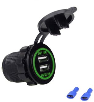 Motorfiets Usb Charger Modificatie Waterdicht Dual USB Enkele LED 12 V-24 V 3.1A Socket Mount Oplader Voor Auto truck RV Boot groen