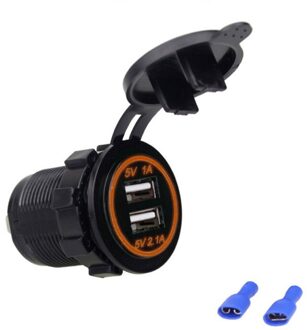 Motorfiets Usb Charger Modificatie Waterdicht Dual USB Enkele LED 12 V-24 V 3.1A Socket Mount Oplader Voor Auto truck RV Boot Oranje