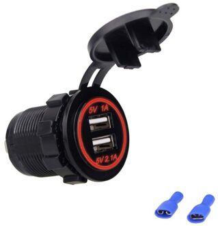 Motorfiets Usb Charger Modificatie Waterdicht Dual USB Enkele LED 12 V-24 V 3.1A Socket Mount Oplader Voor Auto truck RV Boot Rood