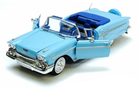 Motormax Modelauto - Chevrolet Impala 1958 - blauw - 22 cm - schaal 1:24 - speelgoedauto