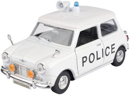 Motormax Modelauto Mini Cooper politie auto wit schaal 1:18/17 x 8 x 8 cm