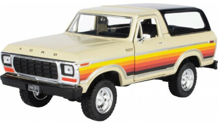 Motormax Modelauto/speelgoedauto Ford Bronco hard top - creme - schaal 1:24/19 x 8 x 8 cm Beige