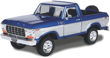 Motormax Modelauto/speelgoedauto Ford Bronco pick-up - blauw - schaal 1:24/19 x 8 x 8 cm