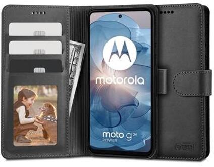 Motorola Moto G24/G24 Power/G04 Tech-Protect Portemonnee Hoesje Met Magneet & Standaard - Zwart