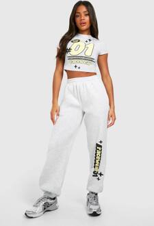 Motorsport Puff Print Fitted T-Shirt En Rechte Pijpen Jogger Set, Ash Grey - L