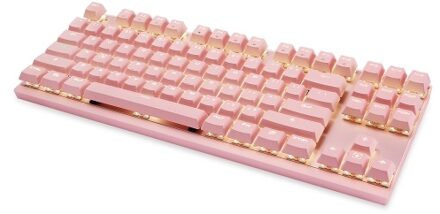 Motospeed Wired / Wireless Dual Mode 87 Keys Red Switch Mechanical Keyboard 2.4G Wireless Backlit Gaming Keyboard Built-in Rechargeable Battery Aluminium Alloy Panel for Desktop/Laptop (Pink)