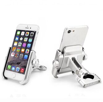 MOTOWOLF Metalen Fiets Motorcycle Stuur Mount Houder 360 Graden Rotatie Telefoon Houder Voor Iphone Samsung XIAOMI zilver-Handlebar