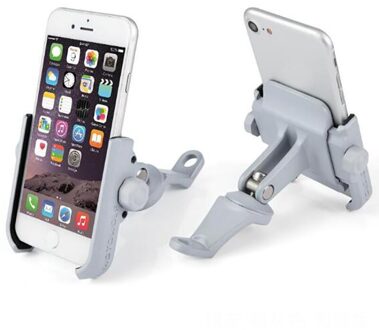 MOTOWOLF Metalen Fiets Motorcycle Stuur Mount Houder 360 Graden Rotatie Telefoon Houder Voor Iphone Samsung XIAOMI zilver-Mirror