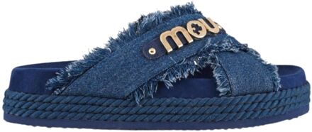 Mou Crisscross slippers Blauw - 38