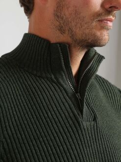 Mou Half Zip Trui Donkergroen - L,XL,XXL
