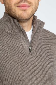 Mou Half Zip Trui Taupe - L,M,S,XL,XXL