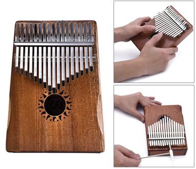 Mounchain 17 Sleutel Kalimba Duim Piano Kids Volwassenen Solid Mahonie Body Muziek Vinger Percussie Toetsenbord (Zon Bloem)