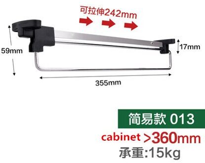 Mount trek pull-out Garderobe kast doek Jas hanger opknoping rack bar Kogellagerdia Zware ruimte saver hangers 355-1