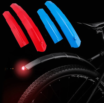 Mountain Bike Cycling Front Rear LED Mudguard Set Telescopic Bicycle Bike Fender with Taillight for Bicycles