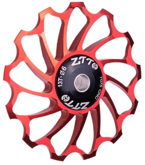 Mountainbike 13T Achterderailleur Metalen Gids Spanning Wiel Aluminium Verzegelde M68D rood