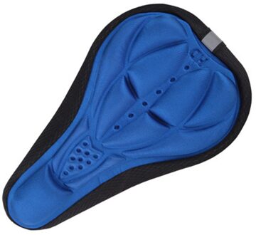Mountainbike 3D Zadelhoes Dikke Ademend Super Zachte Fietszadel Siliconen Spons Fiets Zitkussen Fiets Accessoires blauw