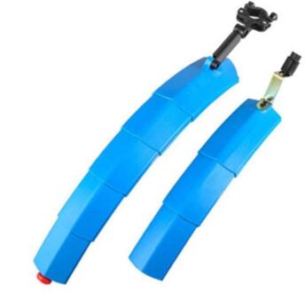 Mountainbike Spatbord Quick Release Met Led Achterlichten Vouwen Knipperende Intrekbare Licht Fiets Accessoires Blauw