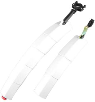 Mountainbike Spatbord Quick Release Met Led Achterlichten Vouwen Knipperende Intrekbare Licht Fiets Accessoires wit