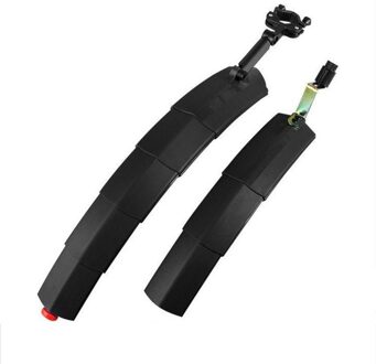 Mountainbike Spatbord Quick Release Met Led Achterlichten Vouwen Knipperende Intrekbare Licht Fiets Accessoires zwart