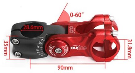 Mountainbike Stuurpen Racefiets Verhoogde Verstelbare Hoek Stem 28.6X31.8MM Verstelbare Stuurpen Rijden Accessoires Racefiets Stuurpen rood-90mm