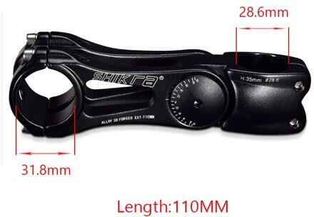 Mountainbike Stuurpen Racefiets Verhoogde Verstelbare Hoek Stem 28.6X31.8MM Verstelbare Stuurpen Rijden Accessoires Racefiets Stuurpen zwart-110X28.6mm