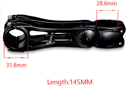 Mountainbike Stuurpen Racefiets Verhoogde Verstelbare Hoek Stem 28.6X31.8MM Verstelbare Stuurpen Rijden Accessoires Racefiets Stuurpen zwart-145X28.6mm