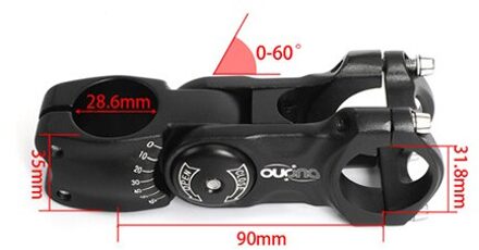 Mountainbike Stuurpen Racefiets Verhoogde Verstelbare Hoek Stem 28.6X31.8MM Verstelbare Stuurpen Rijden Accessoires Racefiets Stuurpen zwart-90mm